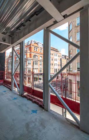 Columns and their connecting bracings were delivered to site as complete units