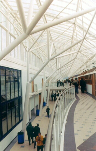Tubular steelwork used in the atrium of a school building