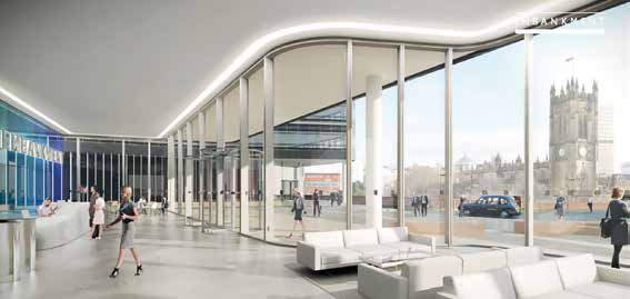 The reception area of Building 101 features a large column-free space