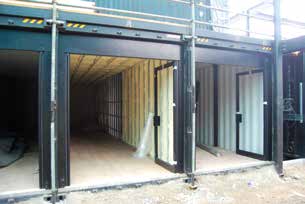 Shipping containers are used as eating and drinking outlets