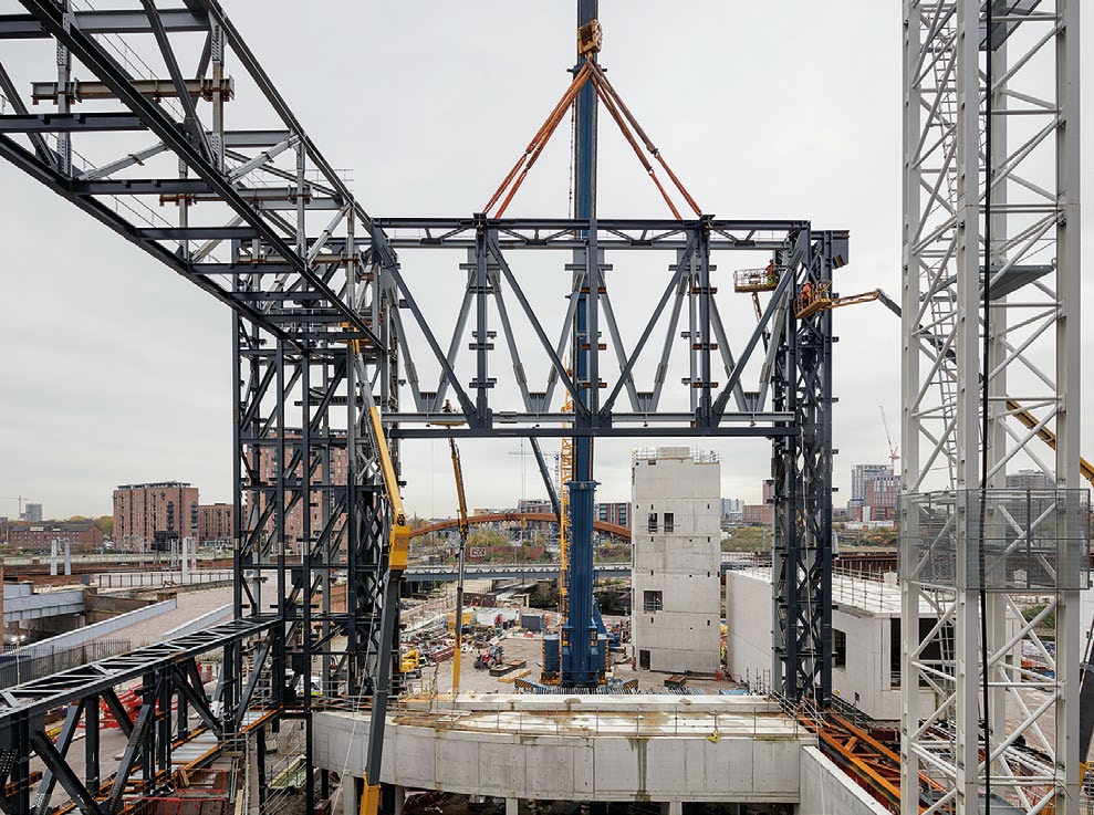 The proscenium arch truss under construction