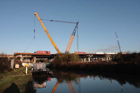 The Wolvercote viaduct spans road, rail and canal