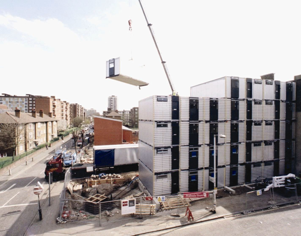 Modular units used in multi storey social housing project in London (Image courtesy of Portakabin)