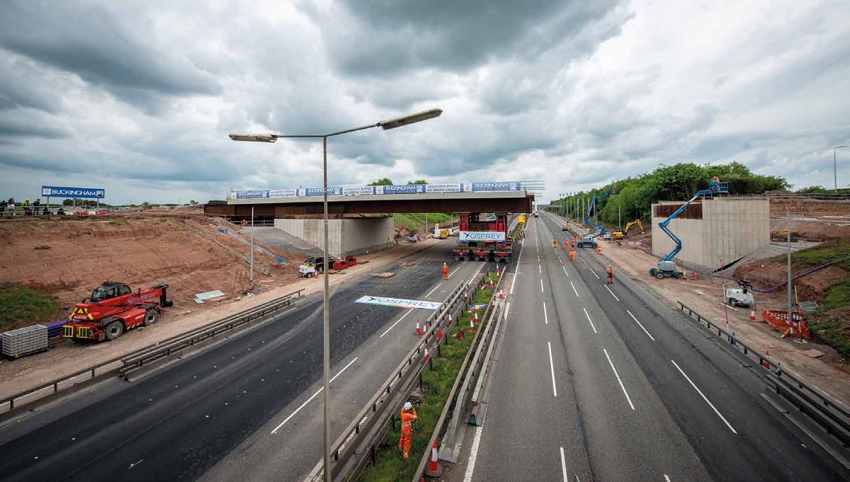 The bridge was launched during a weekend closure of the M1