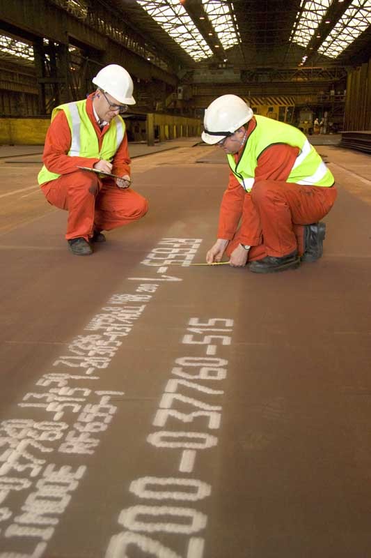 The surface condition of a plate being inspected