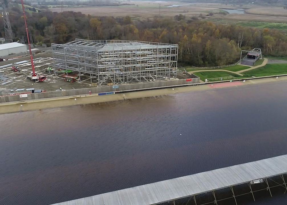 The hotel overlooks the surfing lagoon