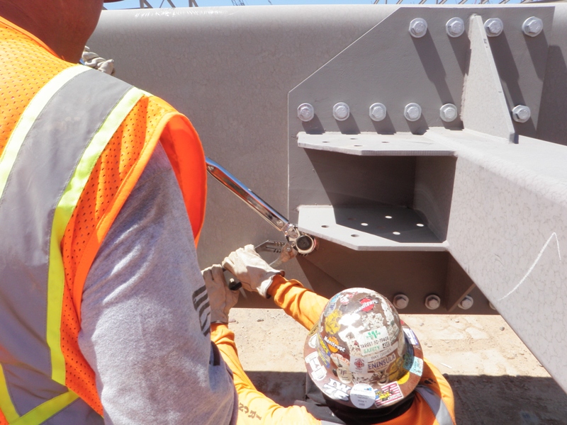 Installation of bolts on site (Image courtesy of Lindapter)