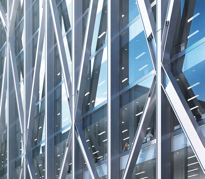 The Moorgate façade will feature a seven-storey exposed truss