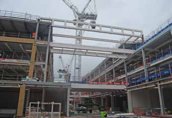 Steel bridges span the new mall