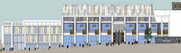 The new development’s main elevation along the existing Moor shopping street