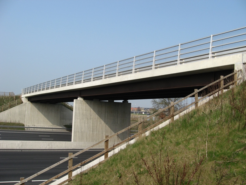 A typical weathering steel bridge over the A1 at Wetherby