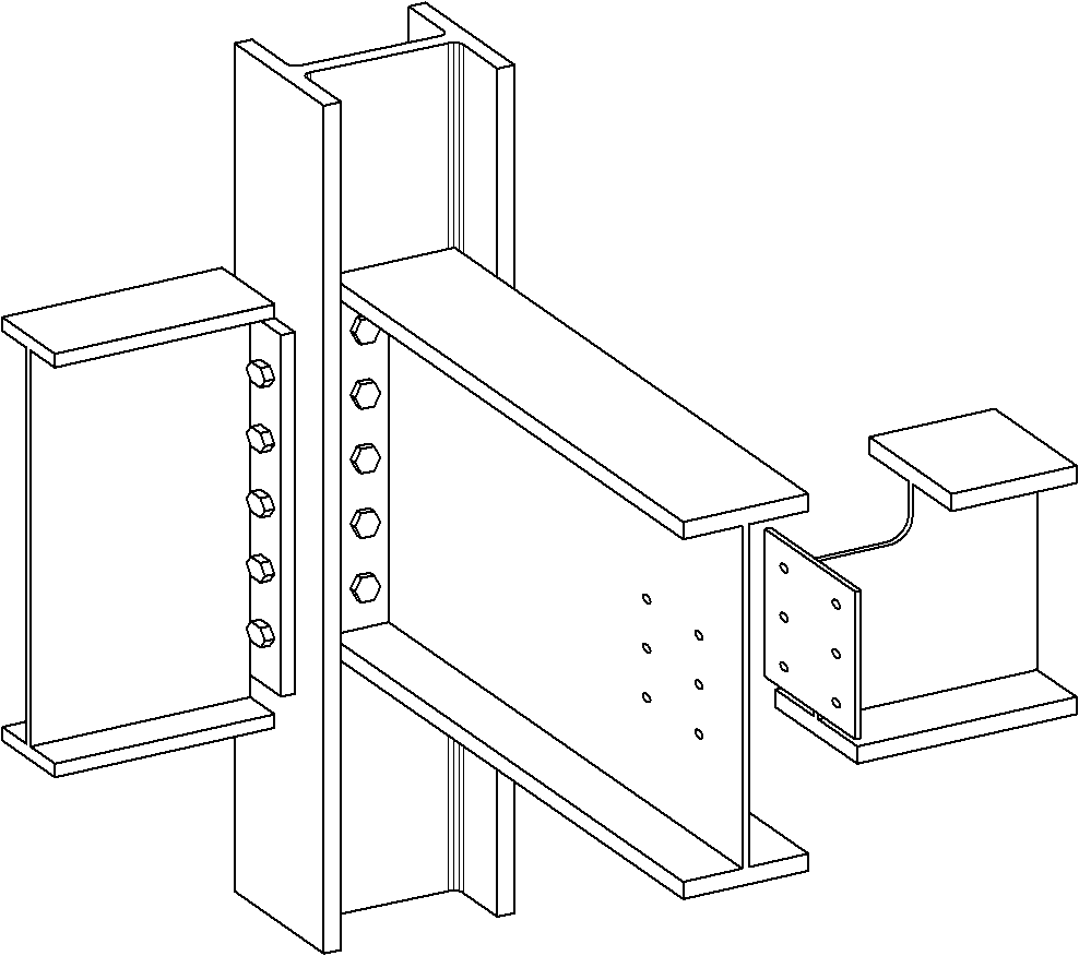 End plate beam to column and beam to beam connections