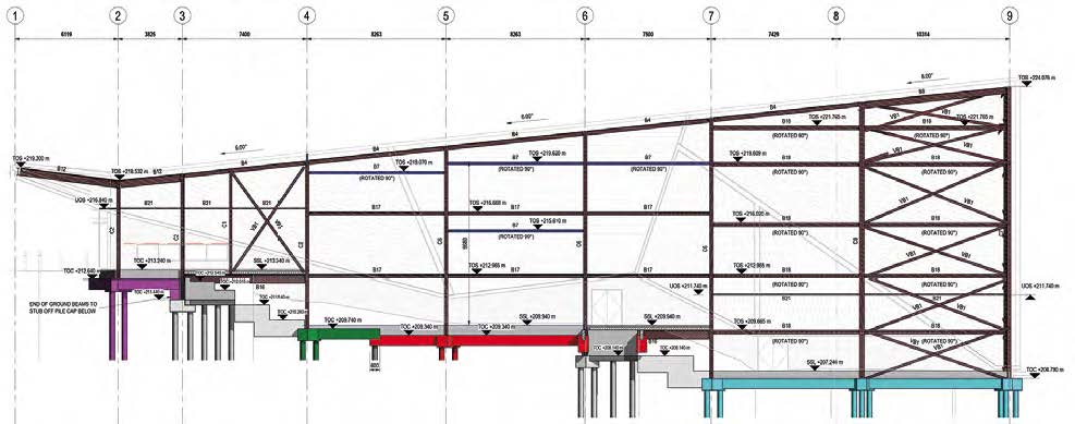 The climbing centre has three zones that respond to the site's sloping topography