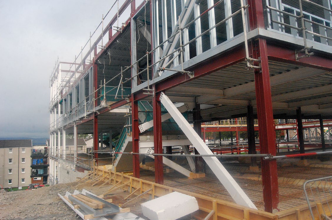 Bracing is located around the stairwells