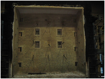 A vertical furnace, typically for testing doors, wall assemblies etc. (Image courtesy of Exova Warringtonfire)