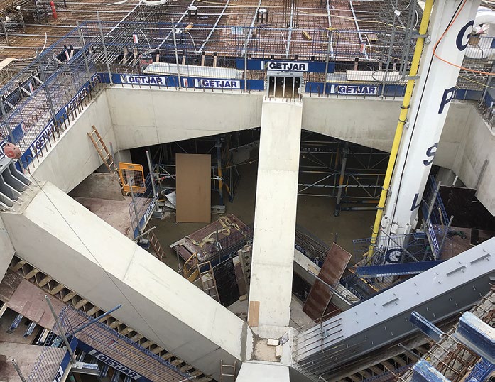 Once the steelwork was installed, the entire tree was encased in concrete
