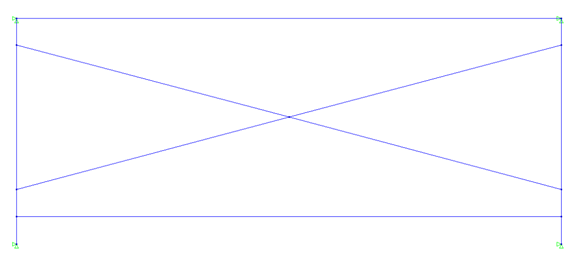 Plane frame model for assessment of stiffness (for grillage model element) and for determining effects due to displacements from output