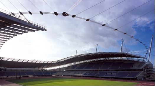 Cable net roof at the Ethiad Stadium
