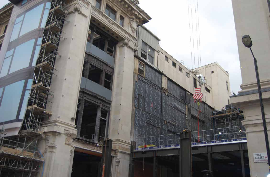 The confined site has room for only one tower crane