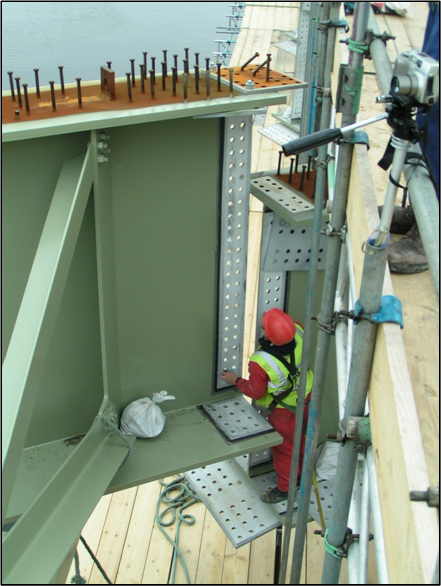 A bolted splice on a large plate girder (Image courtesy of Mabey Bridge Ltd.)