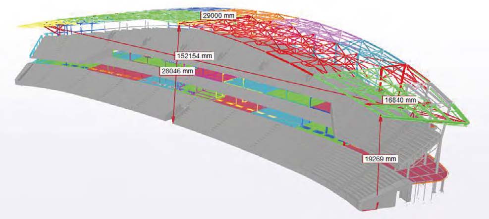 Model showing the steelwork and precast terrace units