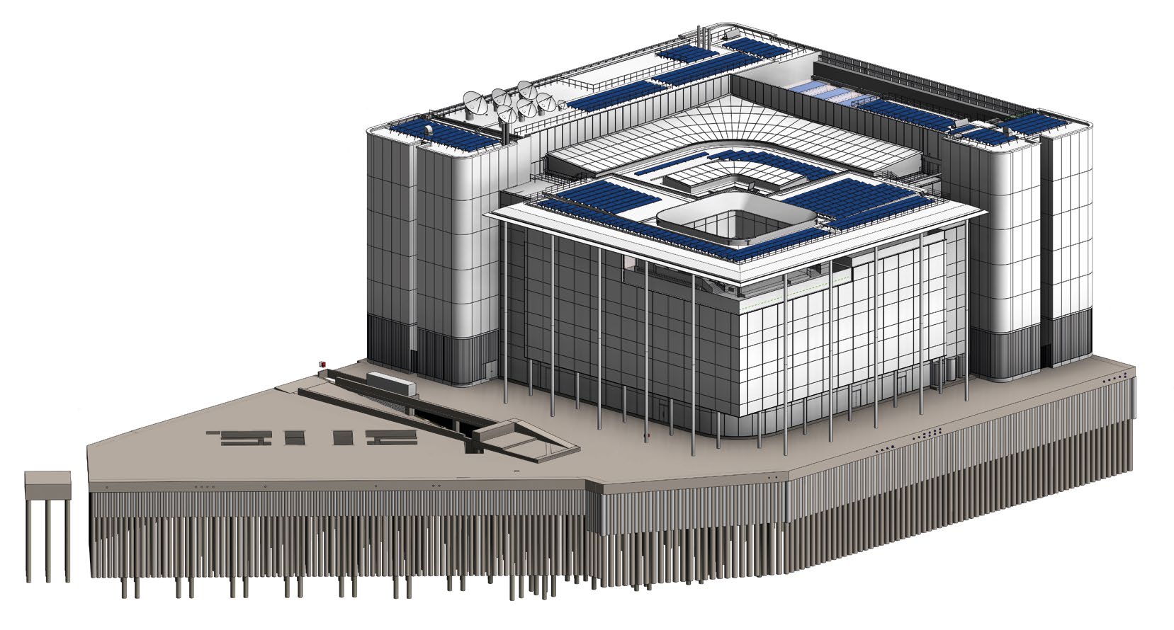 The BBC building comprises a media hub and two connected five-storey office blocks