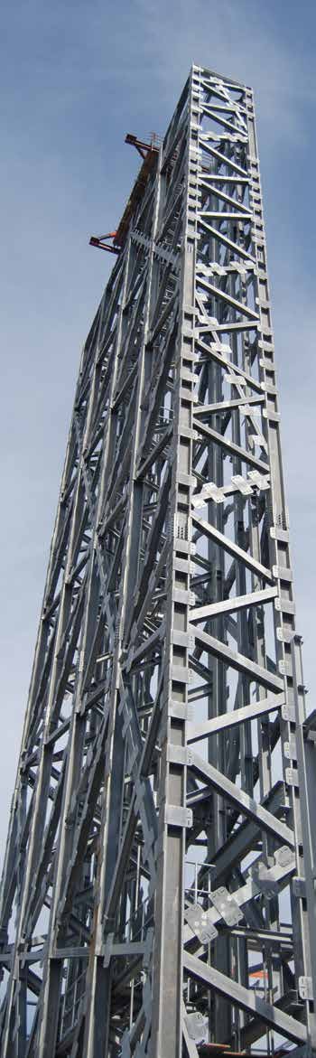 The fully galvanized flue stack erected and awaiting the cladding