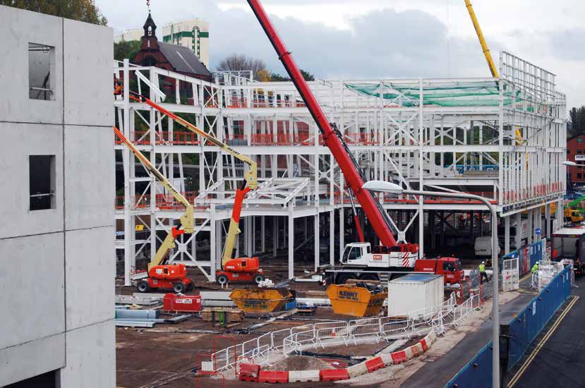 Steelwork erection began with the cinema