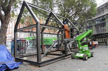 Erection of the steel frame