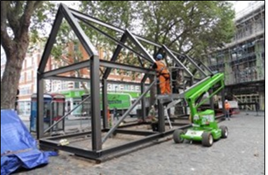 Erection of the steel frame