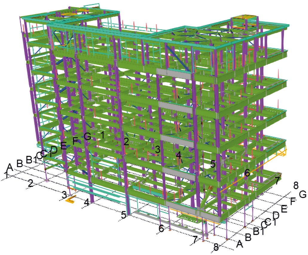 Model of the project&#39;s steel frame