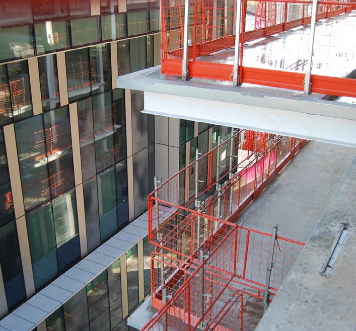 Both buildings have pop-out zones and recesses that make them look like they have been pulled apart