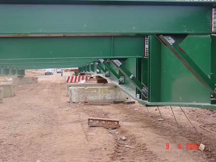 Knee bracing at supports (prior to erection)&lt;Br&gt;&#39;&#39;M6 Toll Bridge 334&#39;&#39;