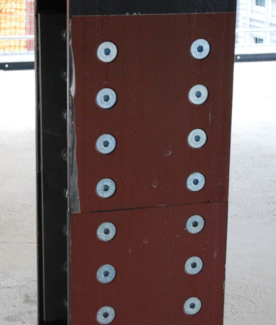 Flush bolted connections create an aesthetic element to the exposed steel design