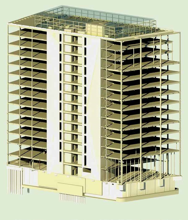 Model showing the rear elevation and core