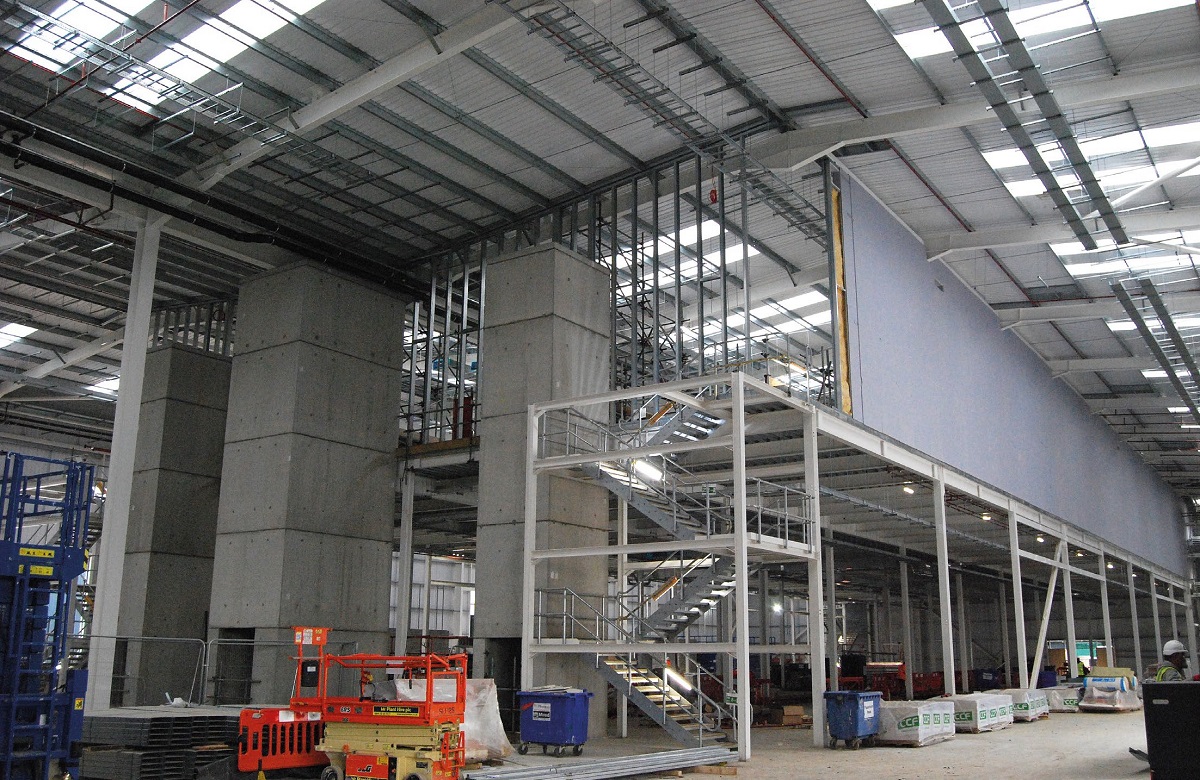 The Production Warehouses feature mezzanine floors that create office space