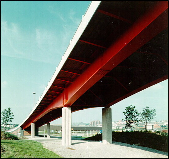 Haunched ladder deck bridge with cantilever beams Festival Park Bridge, Stoke (Image Courtesy of Cass Hayward LLP)