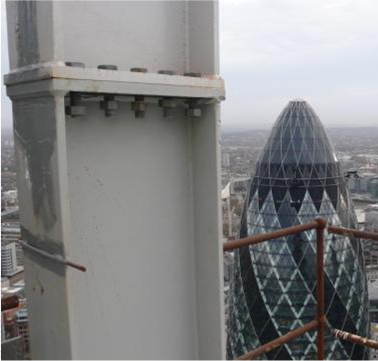 Column splice detail used in a high-rise building in London