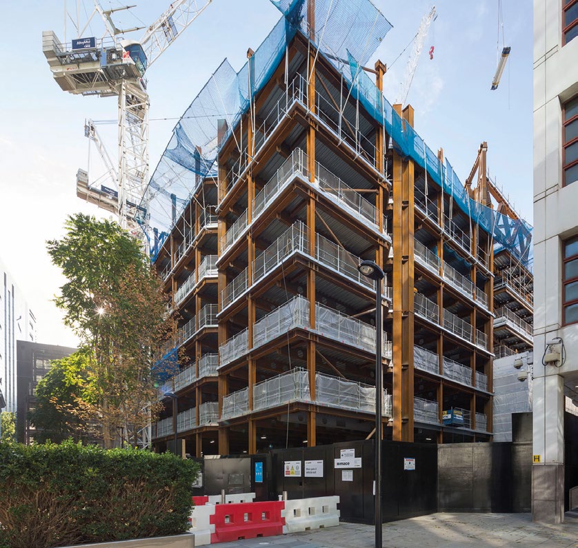 A six-storey steel podium is topped by the structurally important trusses