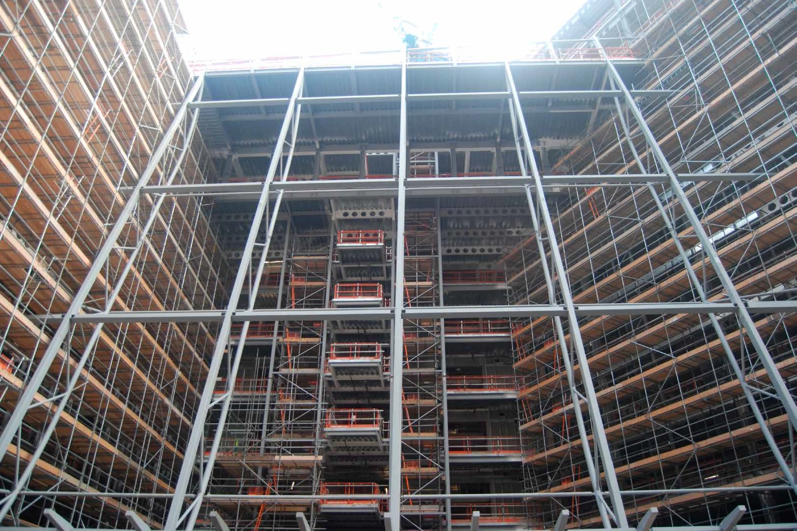 Bowstring trusses form the front of the winter garden