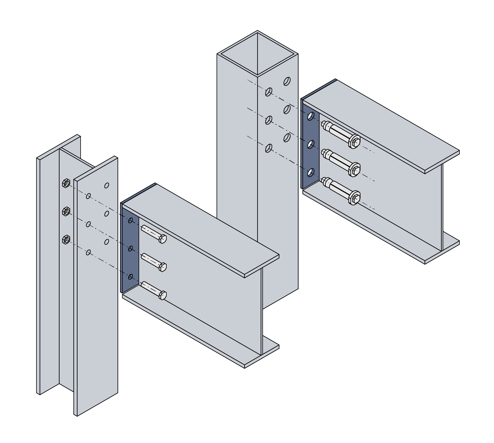 Connections to UC and SHS columns using flush end plates