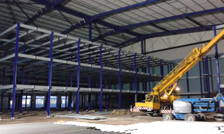 The structure features three storeys of mezzanines