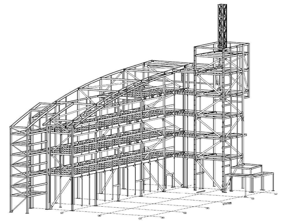 The four-storey offices were erected first