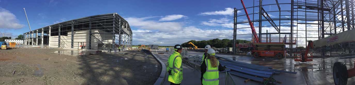 Steel erection started on the main process building once the fuel reception structure (left) was completed