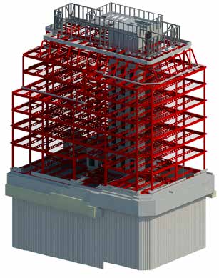 Steel frame model of the building
