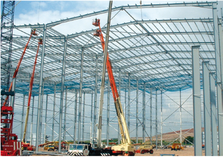 Construction of a high eves portal frame