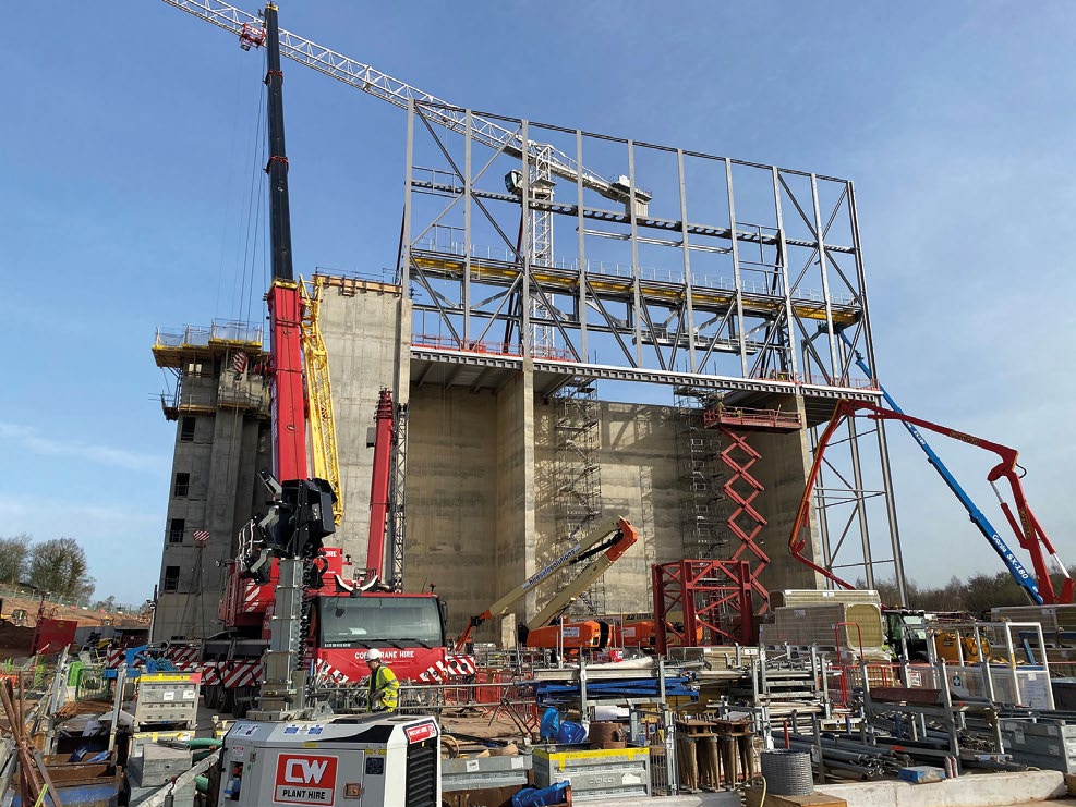 Steelwork erection underway on the boiler house