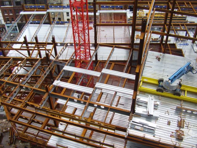 Primary and secondary members on a steel frame