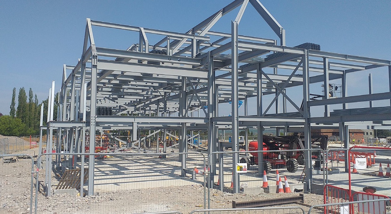 Strategically placed bracing provides the stability for the steel frames