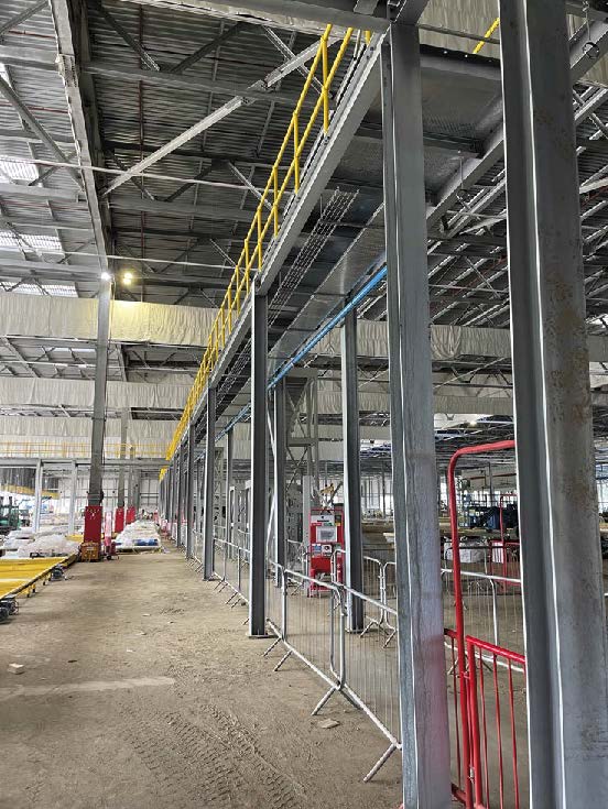 New internal steelwork supports 5.5m-high walkways